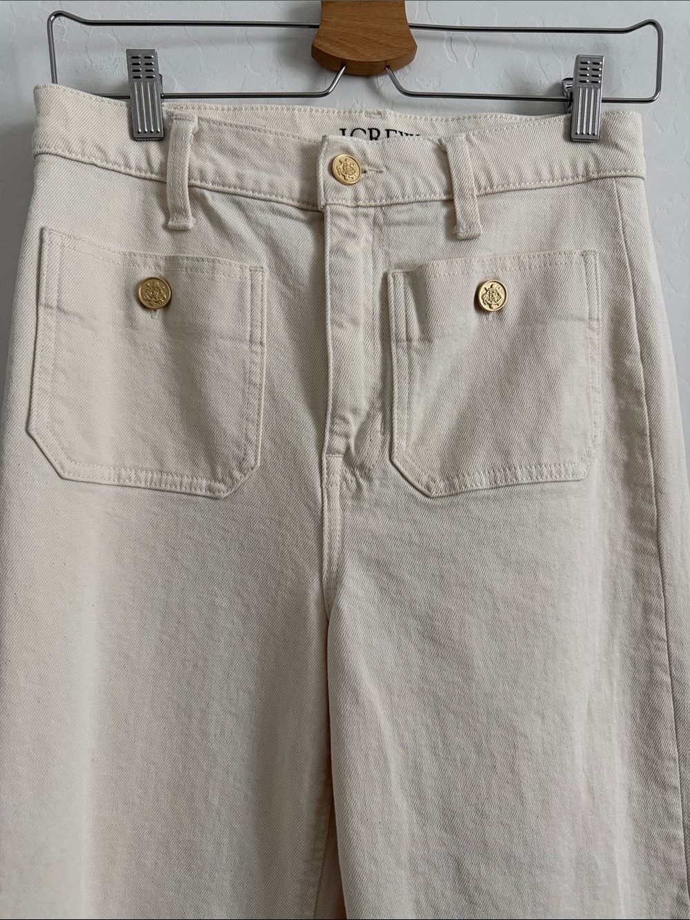 J.Crew Sailor wide leg denim trousers in an ecru color Sz 27 - Picture 4 of 8